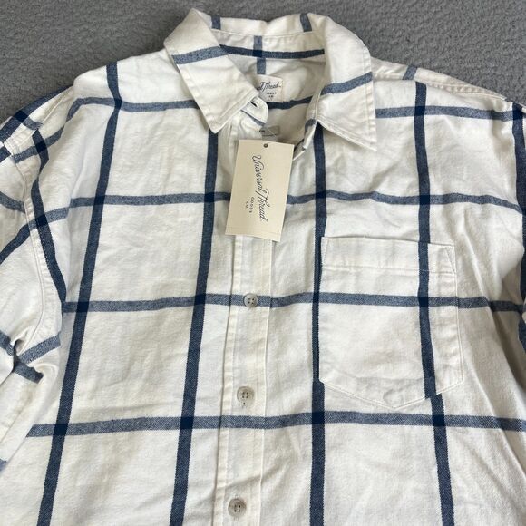 Universal Thread Flannel Shirt Women Small Blue White Plaid Oversized Fit Button - Picture 4 of 11